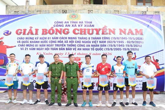 Sôi nổi giải bóng chuyền nam Công an xã Kỳ Xuân năm 2026 